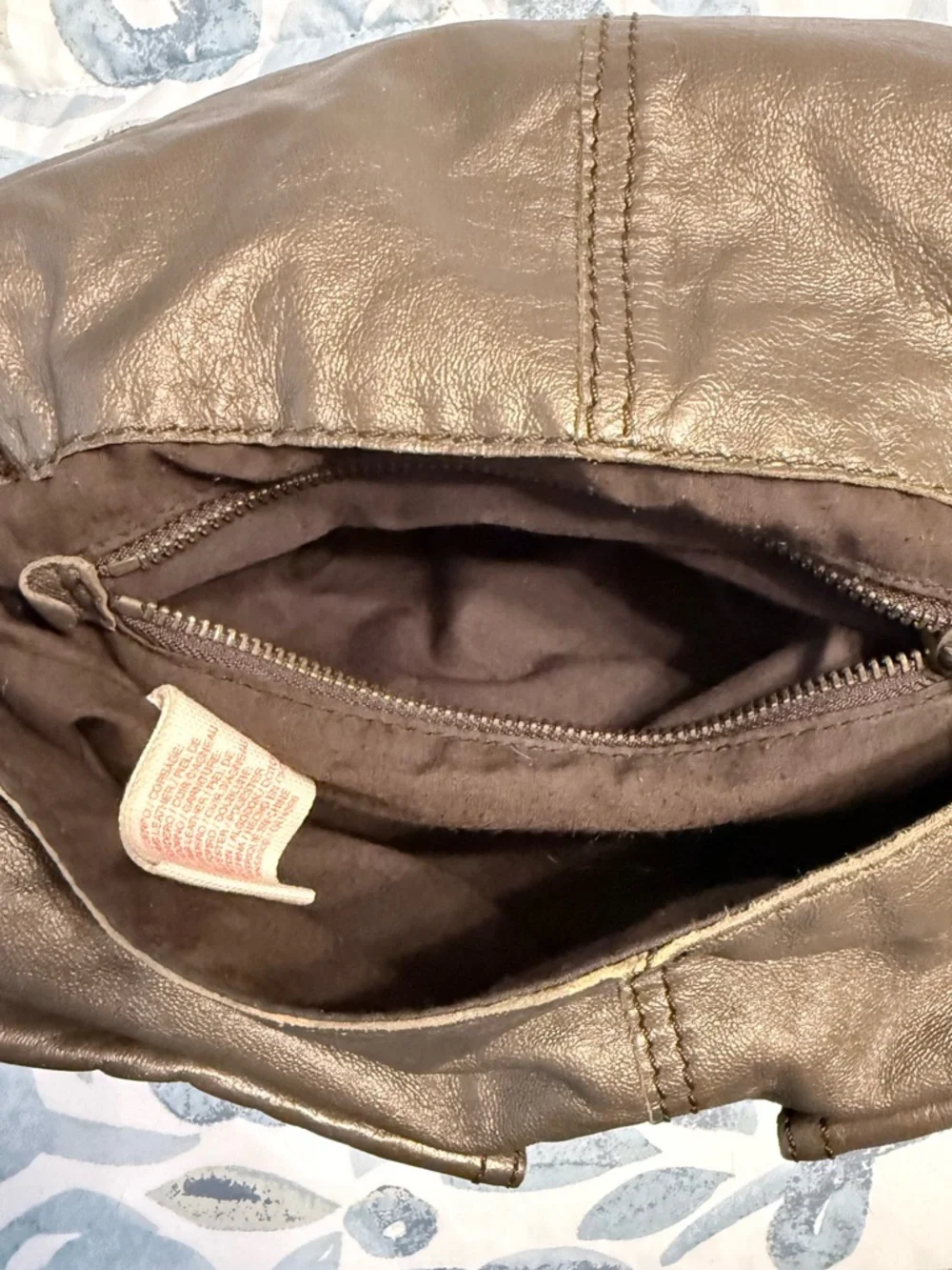 Lucky Brand Metallic Taupe Leather Shoulder Bag